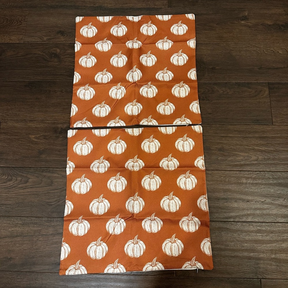 Set of two Orange Pumpkin Print Pillow Covers
